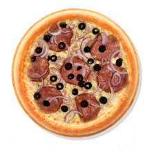 18. VENECIA - 40cm; Kaste, Juust Mozzarella, Sink, Salaami, Sibul, Oliivid